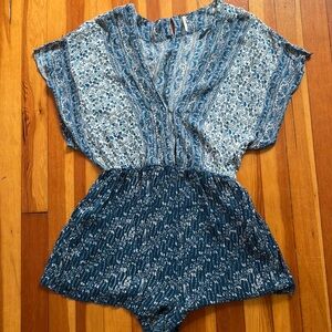 Free People Blue Patterned Romper